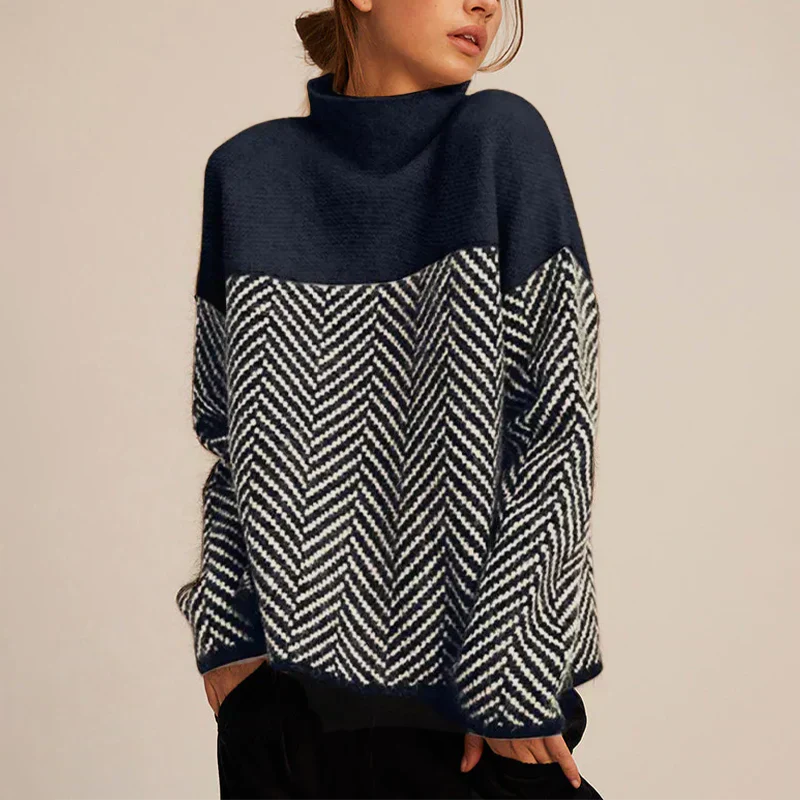 Women's Herringbone Knit Sweater - OutfitLondon