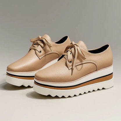 Comfortable Platform Lace Up Oxford Shoes - OutfitLondon