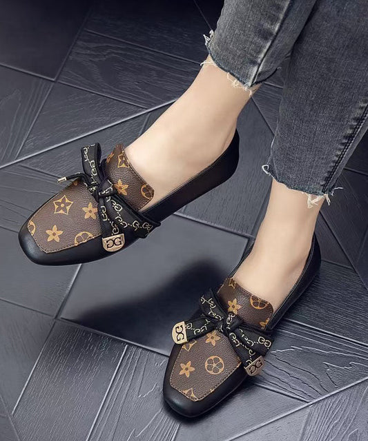 Women's Brown Faux Leather Loafers - OutfitLondon