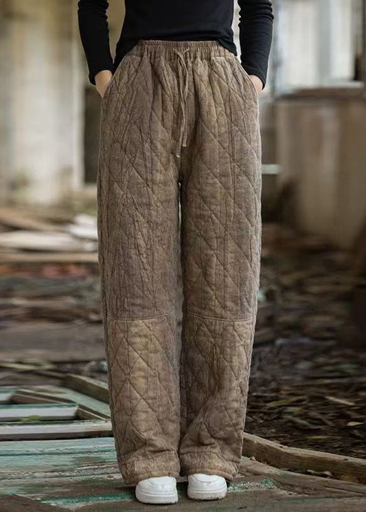 Unisex Elastic Waist Pants Cotton Brown Tie Dye - OutfitLondon