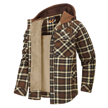 Warm Plaid Hooded Fleece Jacket