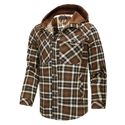 Warm Plaid Hooded Fleece Jacket