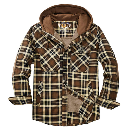 Relaxed Fit Plaid Hooded Jacket