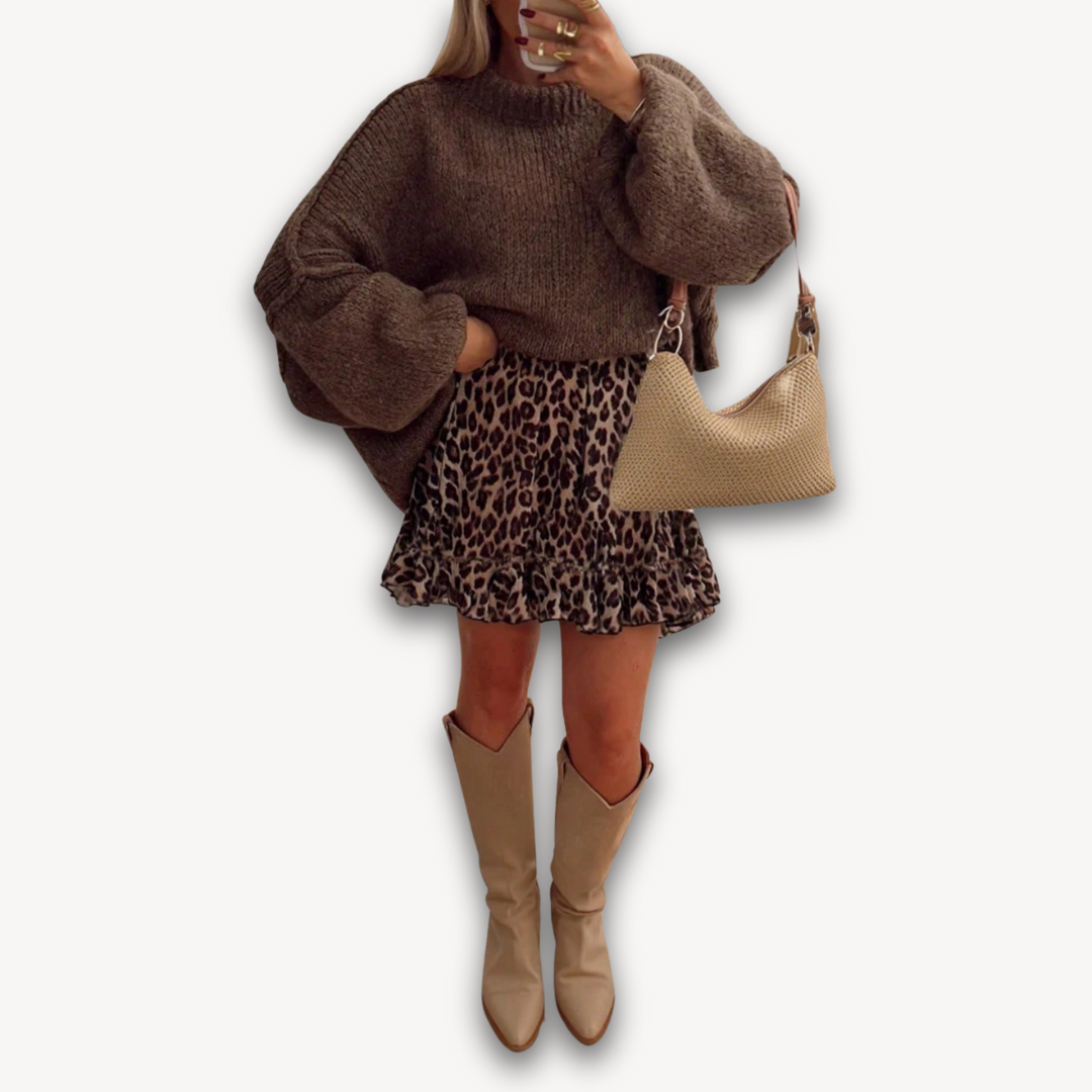 Fashionable Leopard Mini Skirt - Flirty Ruffled Party Dress - OutfitLondon