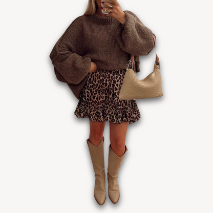 Fashionable Leopard Mini Skirt - Flirty Ruffled Party Dress - OutfitLondon