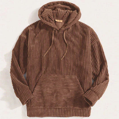Textured Quilted Hoodie Corduroy Coat