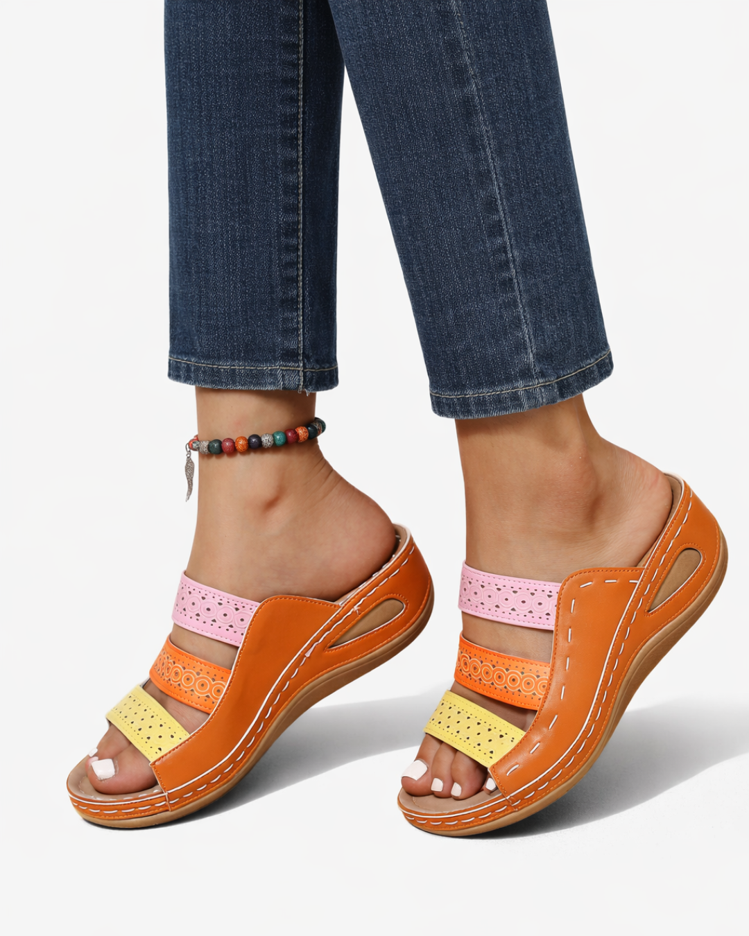 Colorful Wedge Sandals with Adjustable Straps
