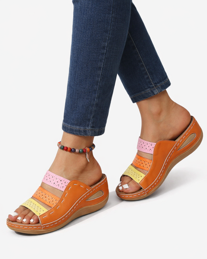 Colorful Wedge Sandals with Adjustable Straps