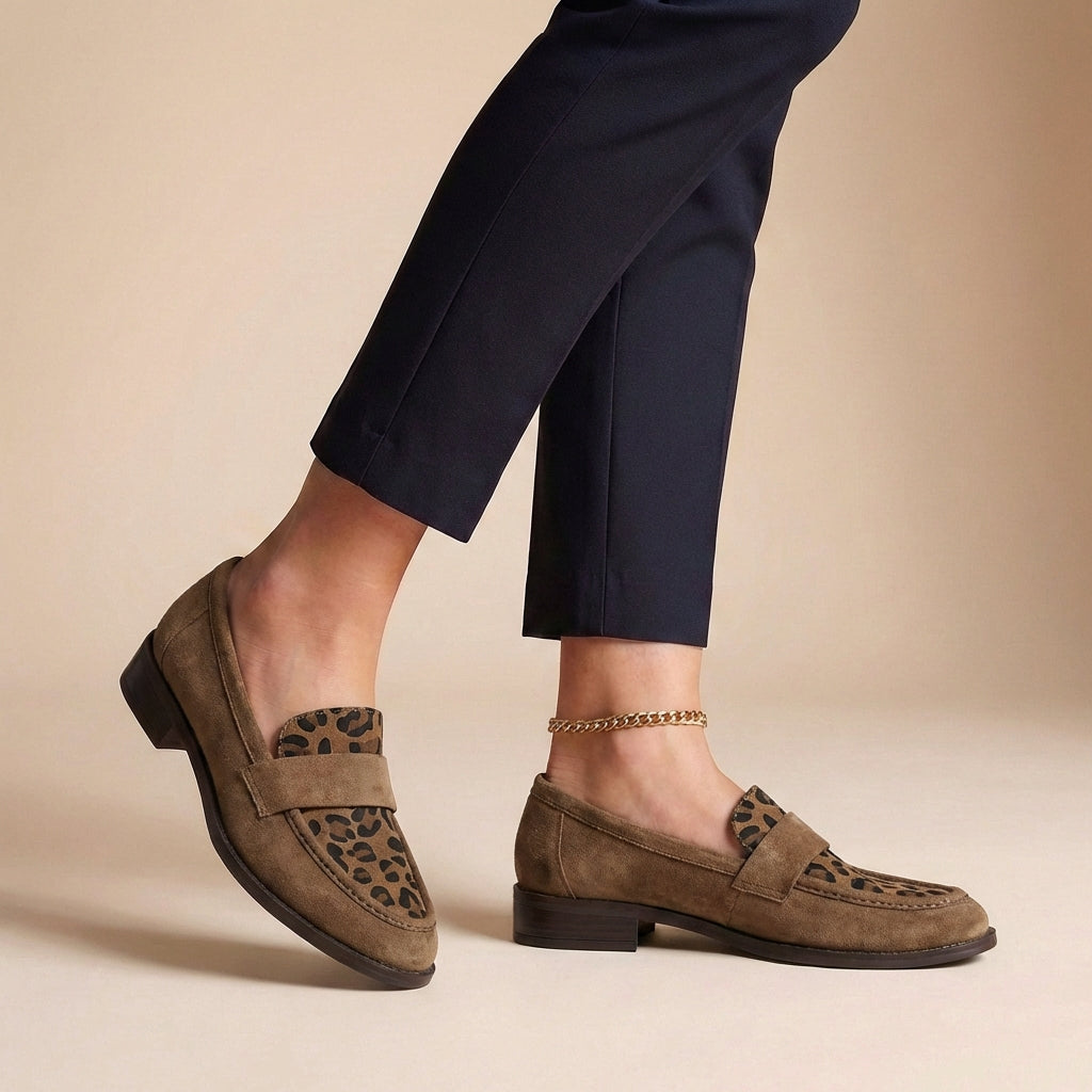 Comfortable Orthopedic Slip On Loafers | Animal Print Strap Shoes - OutfitLondon