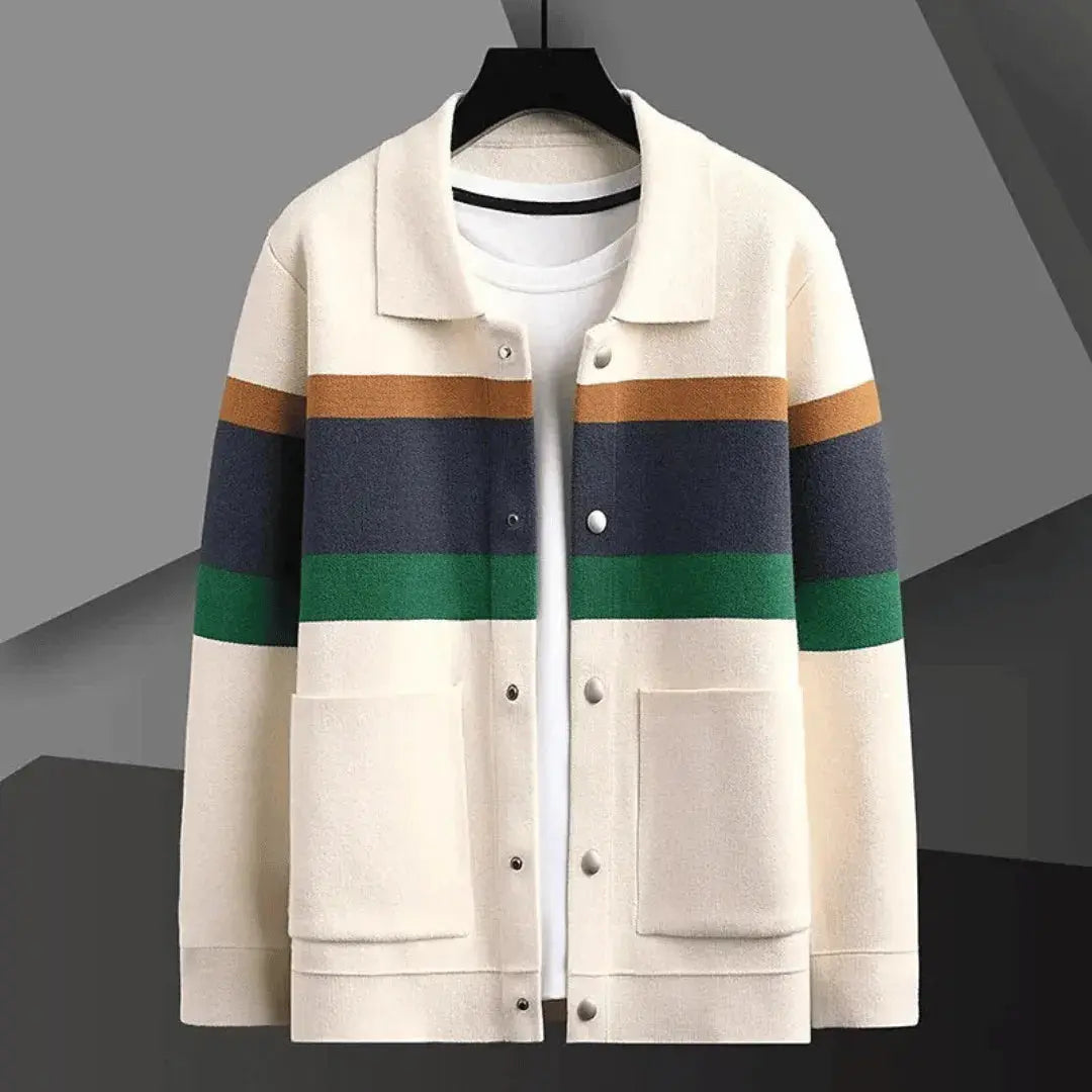 Men's Jacquard Knit Cardigan - OutfitLondon