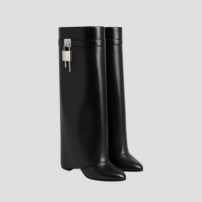 Ladies Tall Brown Leather Fold Down Boots