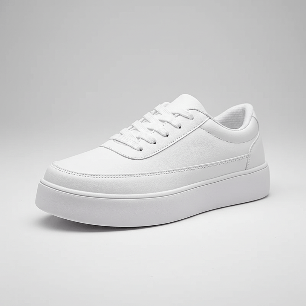 Simple White Low Top Casual Shoes - OutfitLondon