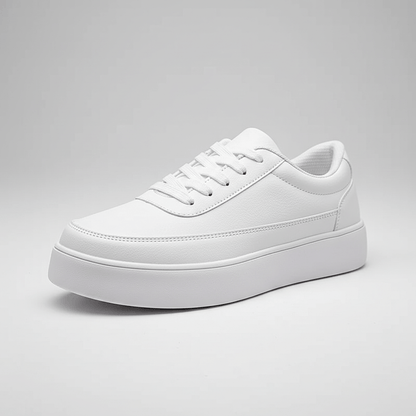 Simple White Low Top Casual Shoes - OutfitLondon