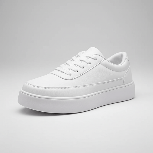 Simple White Low Top Casual Shoes - OutfitLondon