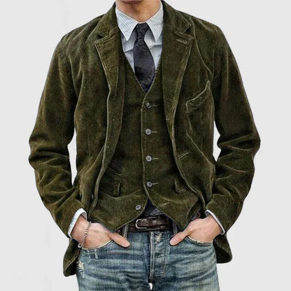 Textured Jacket and Vest Set