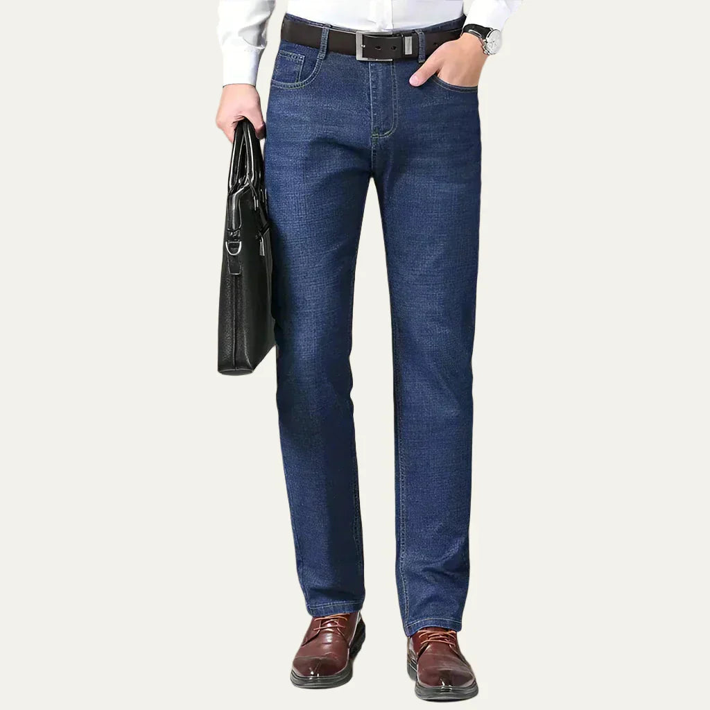 Comfortable Fit Straight Leg Blue Jeans - OutfitLondon