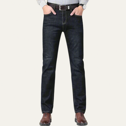 Comfortable Fit Straight Leg Blue Jeans