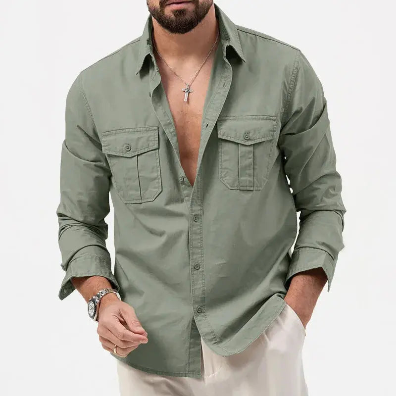 Classic Fit Button-Up Shirt with Slim Collar
