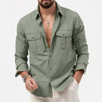Classic Fit Button-Up Shirt with Slim Collar