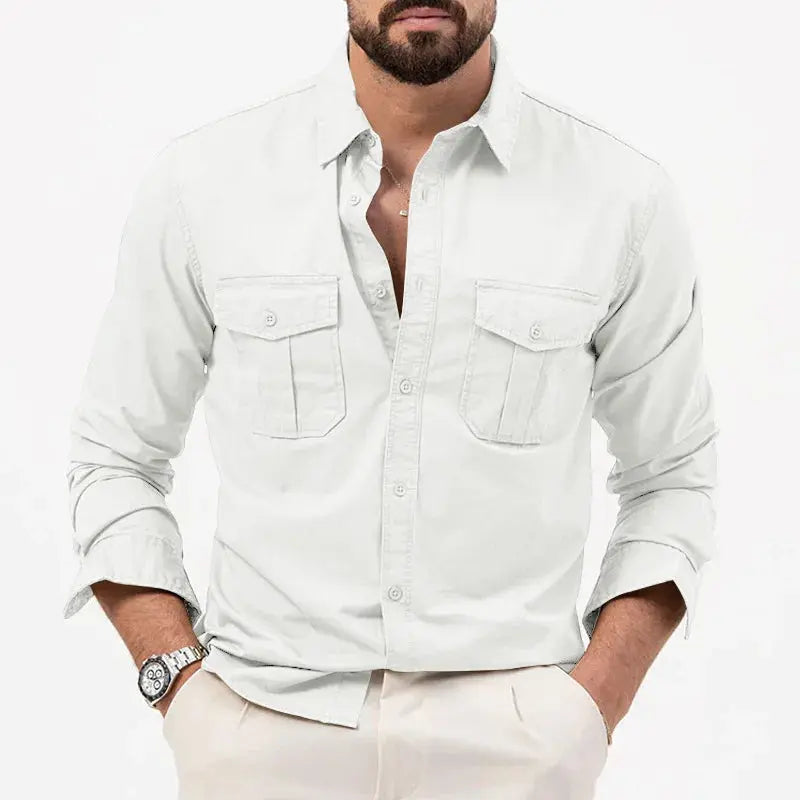 Classic Fit Button-Up Shirt with Slim Collar