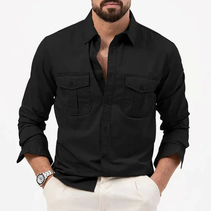 Classic Fit Button-Up Shirt with Slim Collar