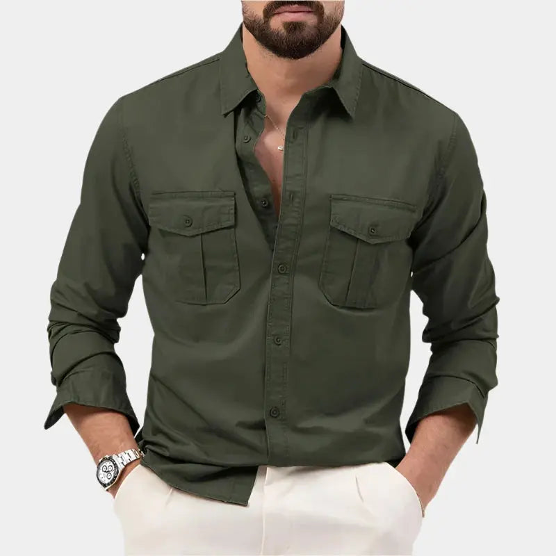 Classic Fit Button-Up Shirt with Slim Collar