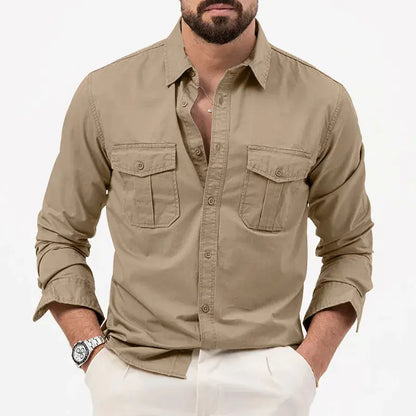 Classic Fit Button-Up Shirt with Slim Collar