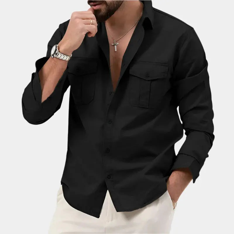 Classic Fit Button-Up Shirt with Slim Collar - OutfitLondon
