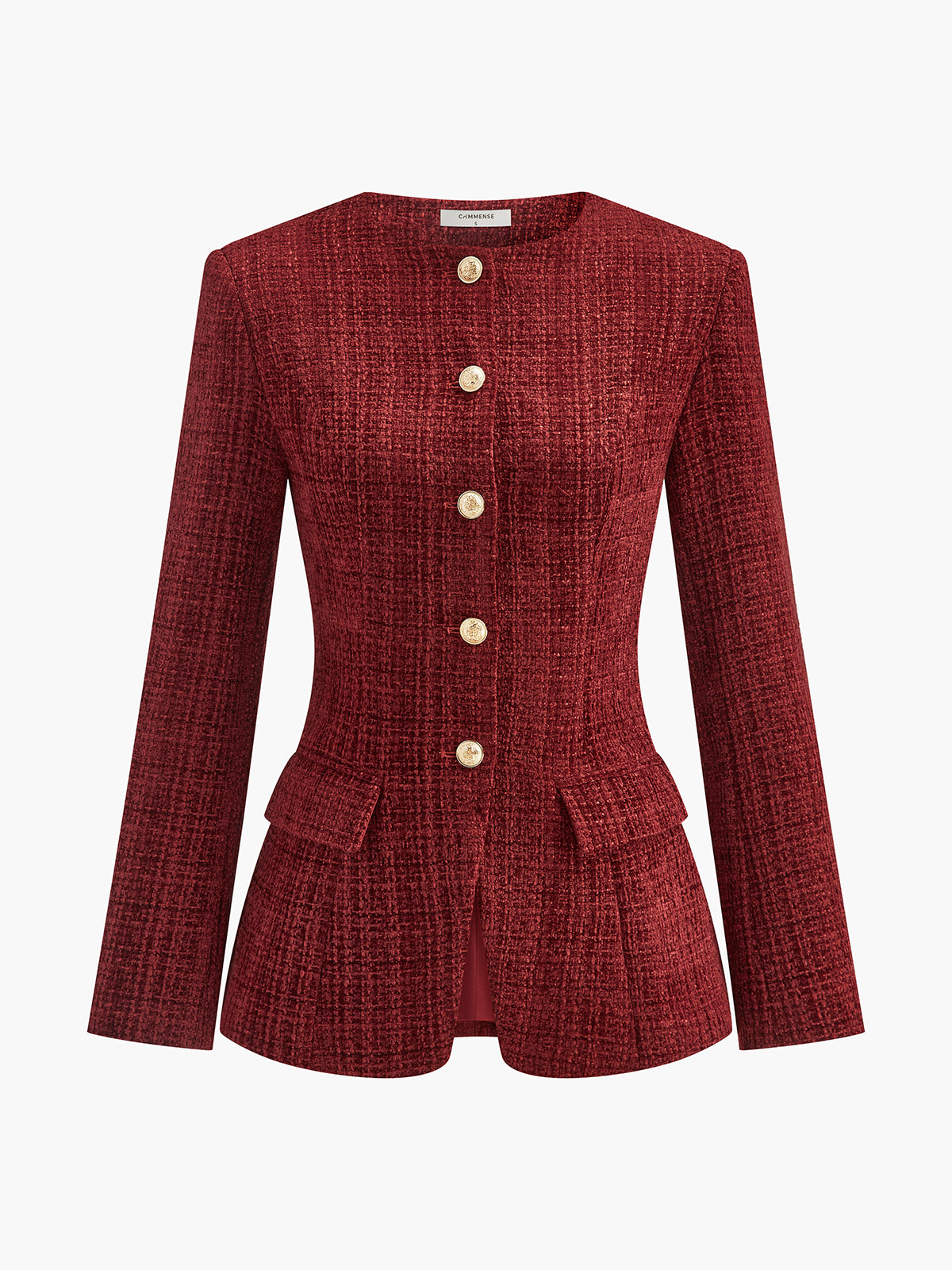 Classic Fit Tweed Button Blazer Jacket