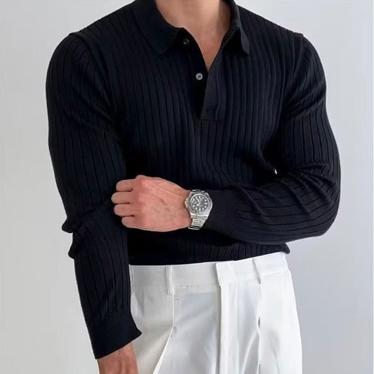 Men's Fashionable Long Sleeve Polo Shirt - OutfitLondon
