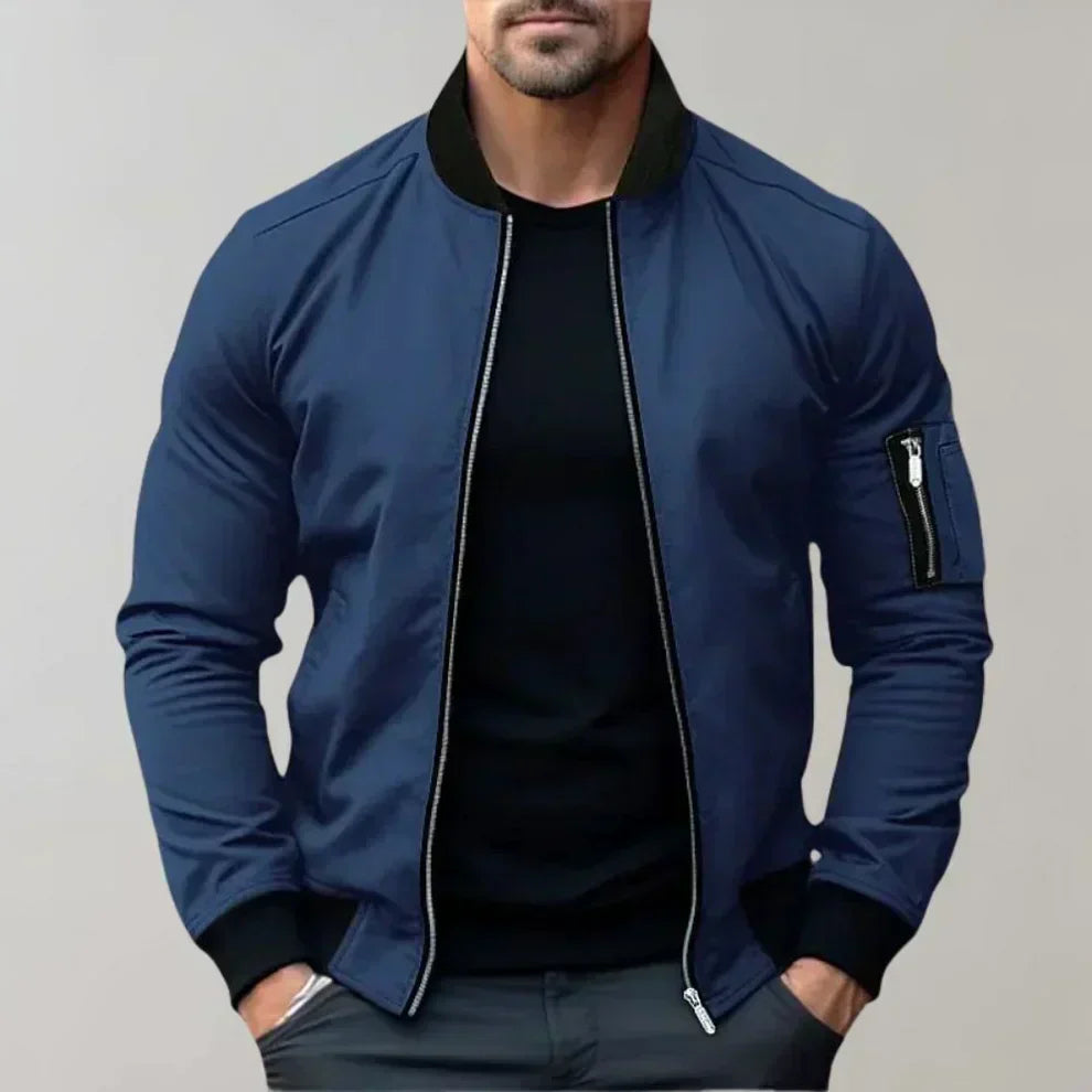 Men's Fashionable Leather Bomber Jacket - OutfitLondon