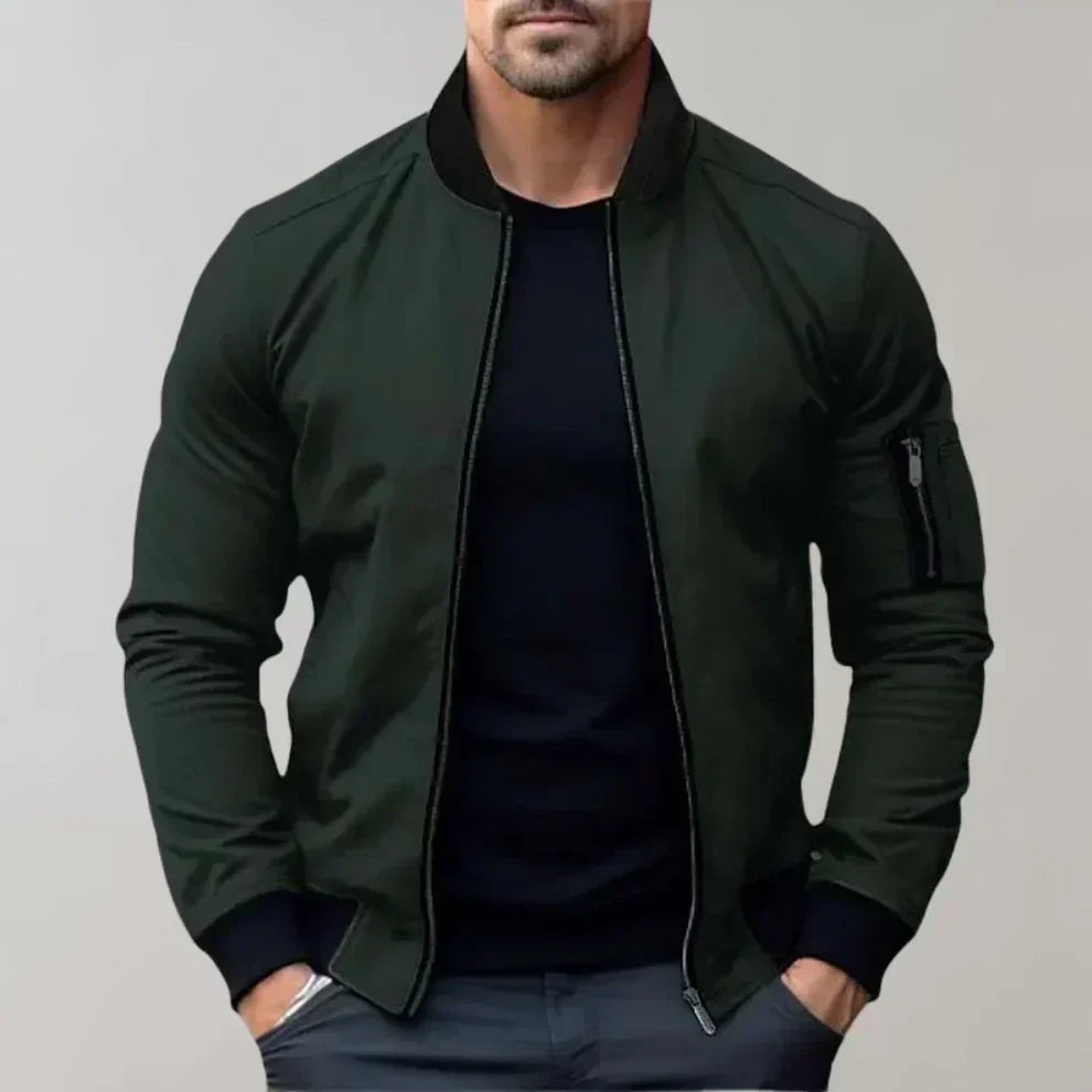 Men's Fashionable Leather Bomber Jacket