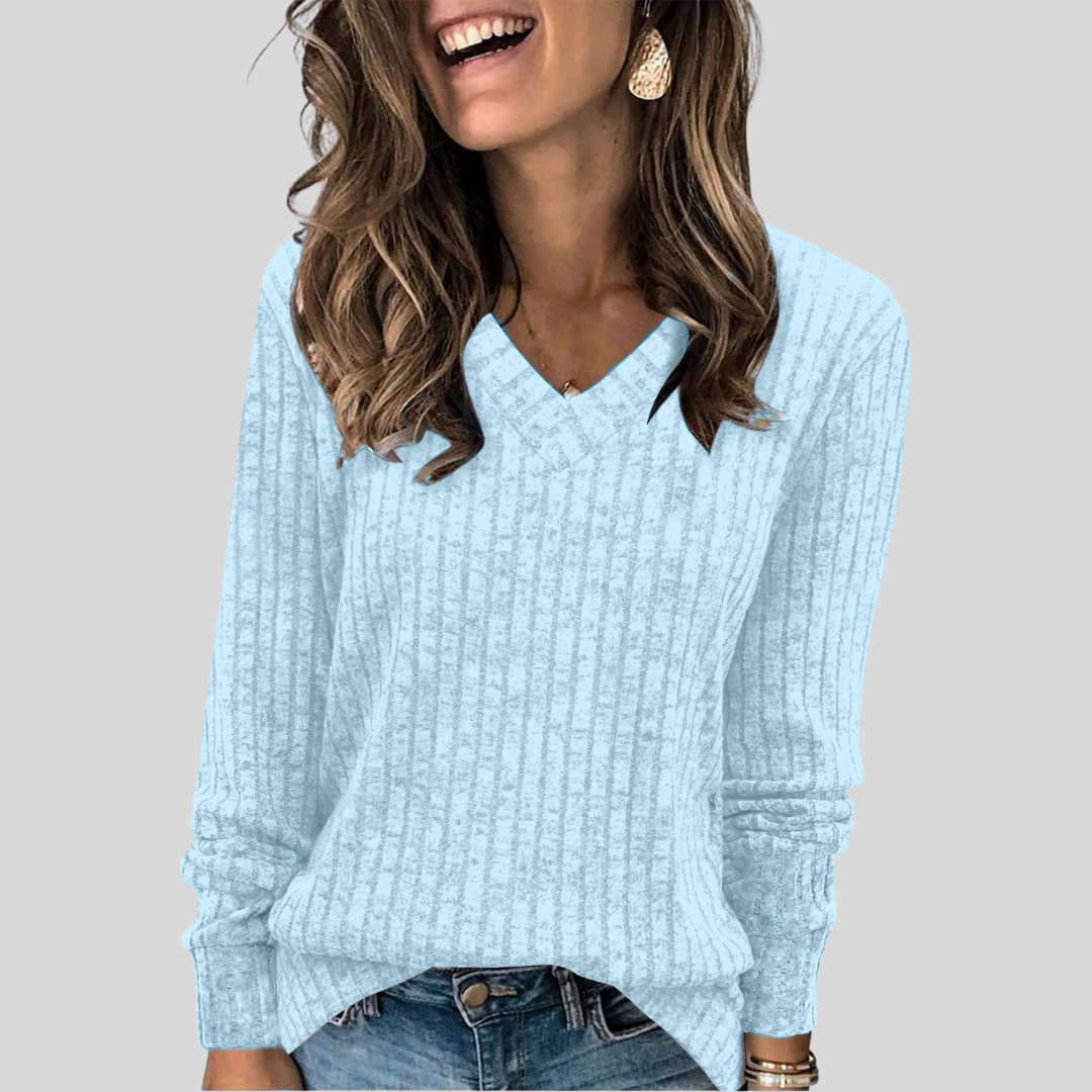 Soft Relaxed Fit V-Neck Long Sleeve Shirt