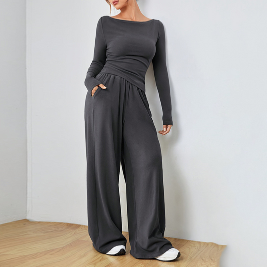 Relaxed Fit Long Sleeve Shirt and Pants Set - OutfitLondon