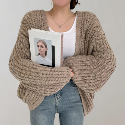 Warm Pastel Pink Women's Oversized Cardigan Sweater
