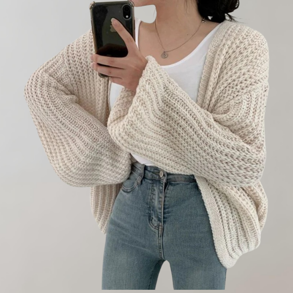 Warm Pastel Pink Women's Oversized Cardigan Sweater