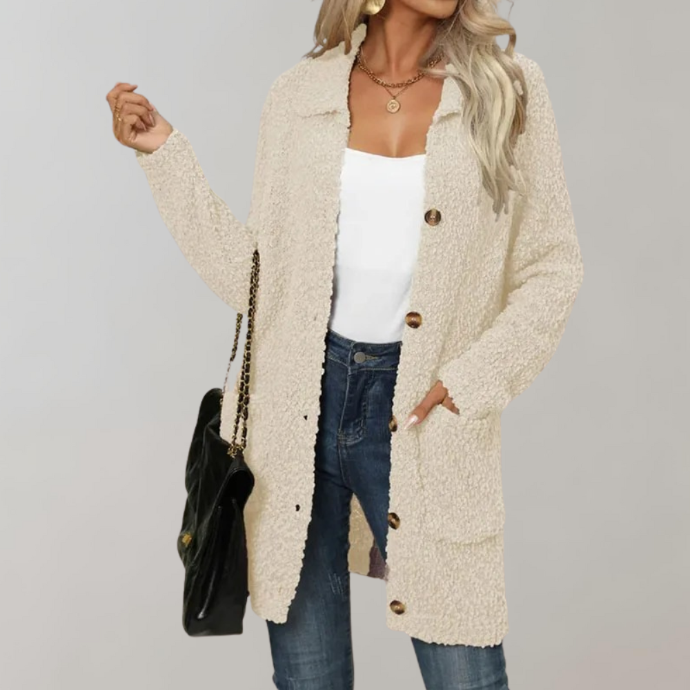Soft Women's Crew Neck Cardigan Sweater - OutfitLondon