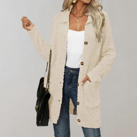 Soft Women's Crew Neck Cardigan Sweater - OutfitLondon