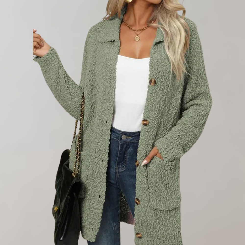 Soft Women's Crew Neck Cardigan Sweater