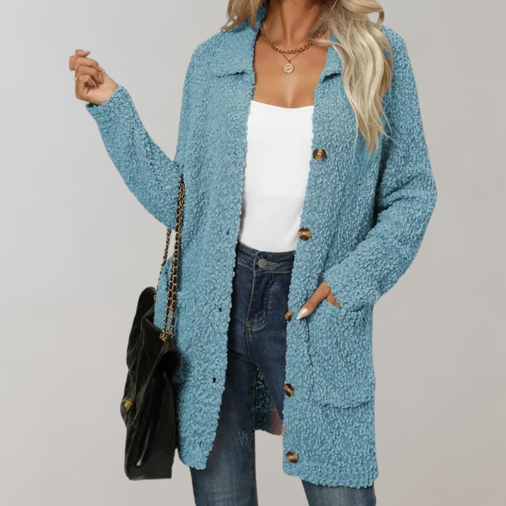 Soft Women's Crew Neck Cardigan Sweater