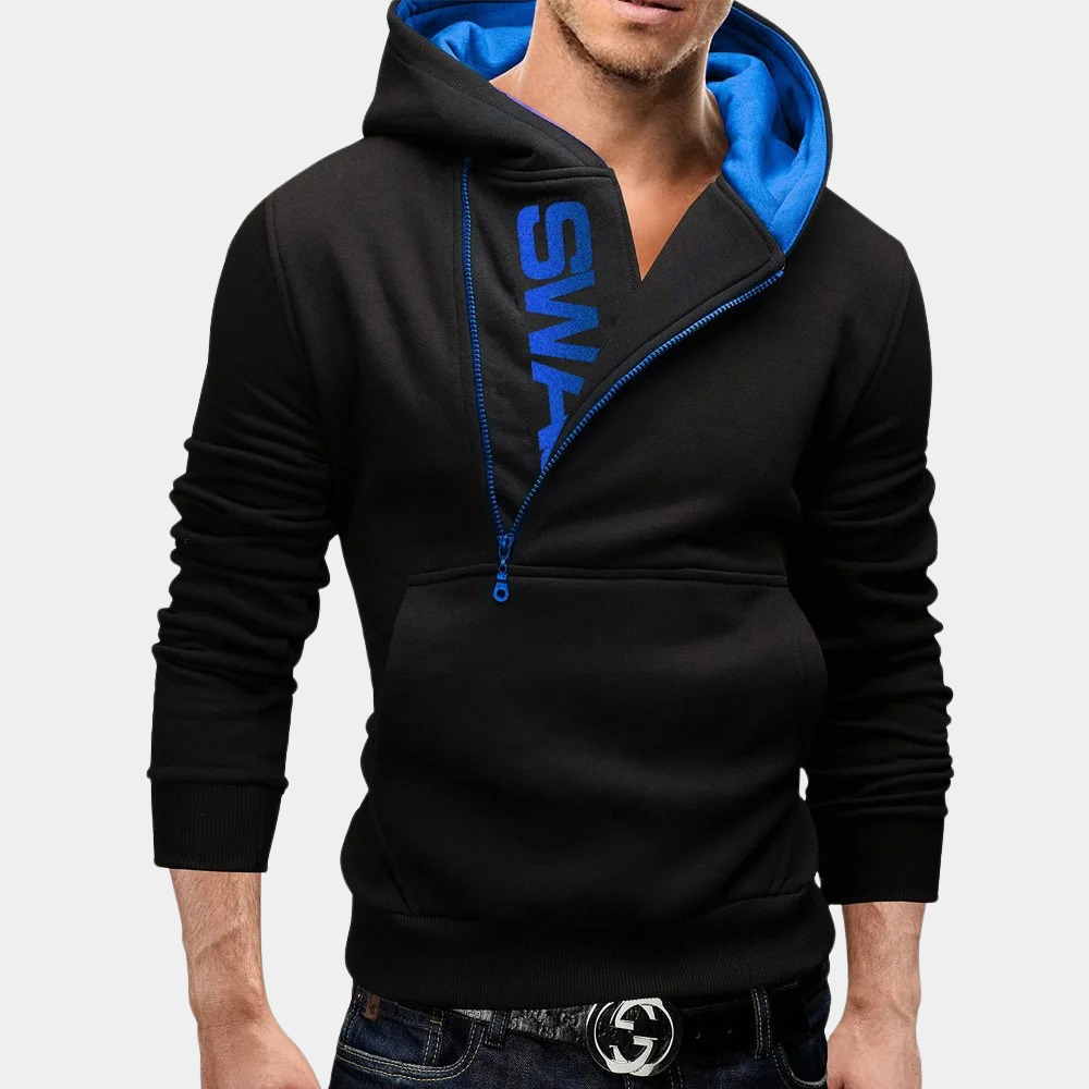 Trendy Male Hooded Sweatshirt with Zip Detail - OutfitLondon