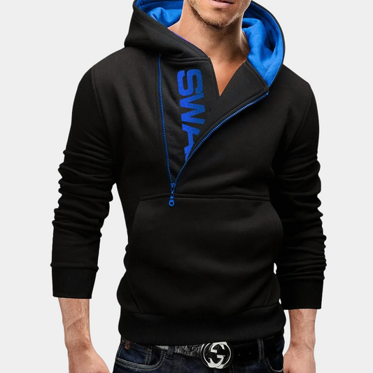 Trendy Male Hooded Sweatshirt with Zip Detail - OutfitLondon