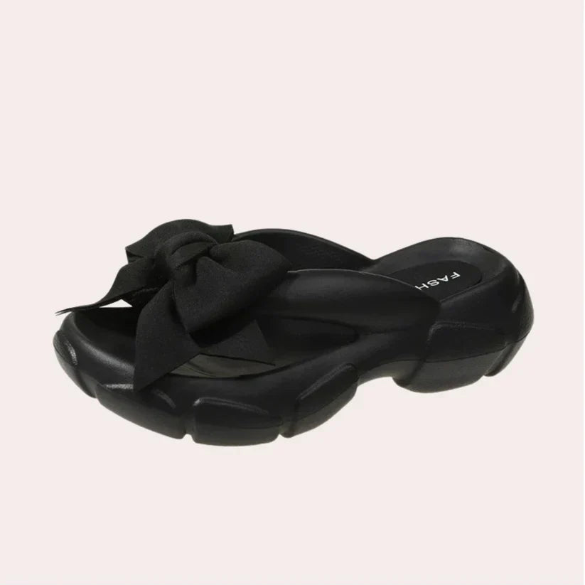 Ladies Comfort Slippers with Bow Accent
