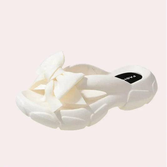 Ladies Comfort Slippers with Bow Accent - OutfitLondon