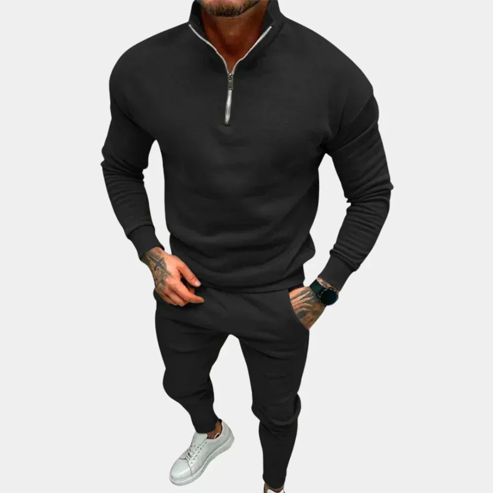 Men's Fleece Quarter Zip Sports Suit Set - OutfitLondon