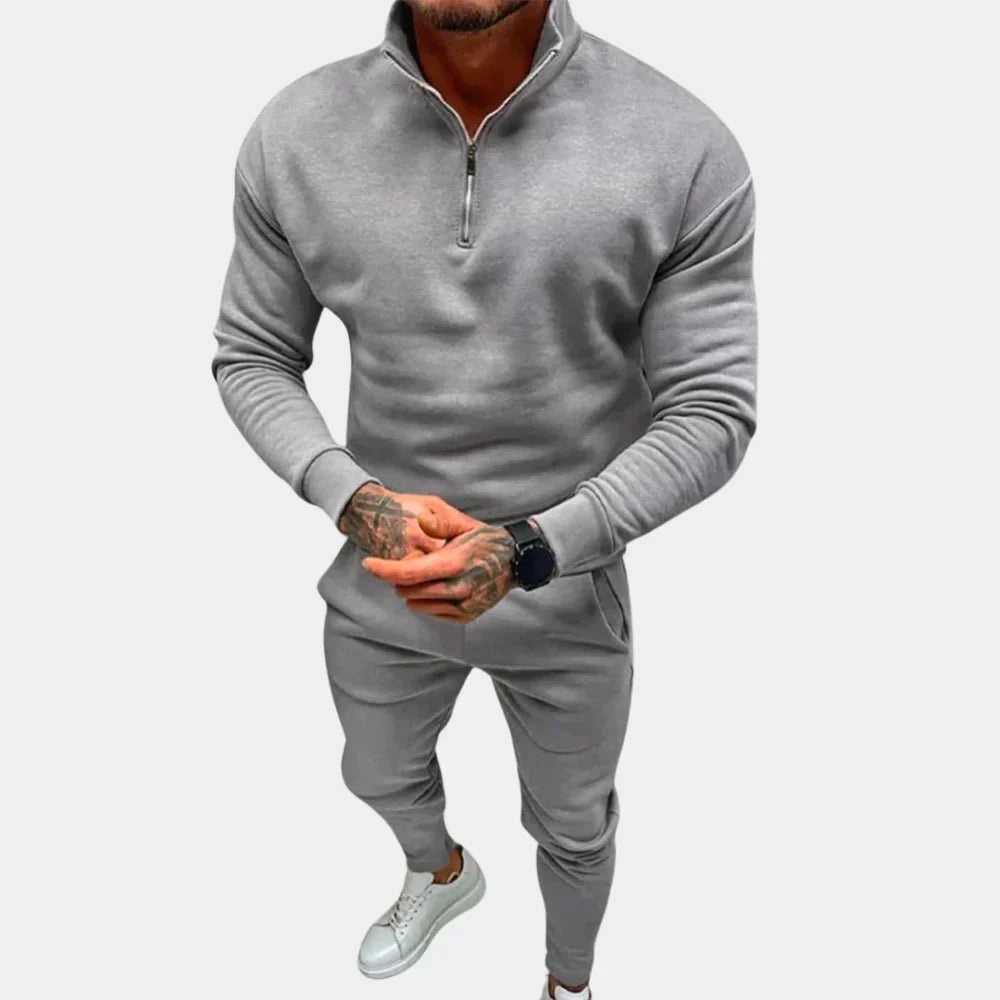 Men's Fleece Quarter Zip Sports Suit Set