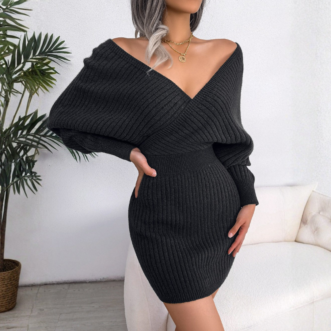 Trendy Fit Bodycon V Neck Mini Dress