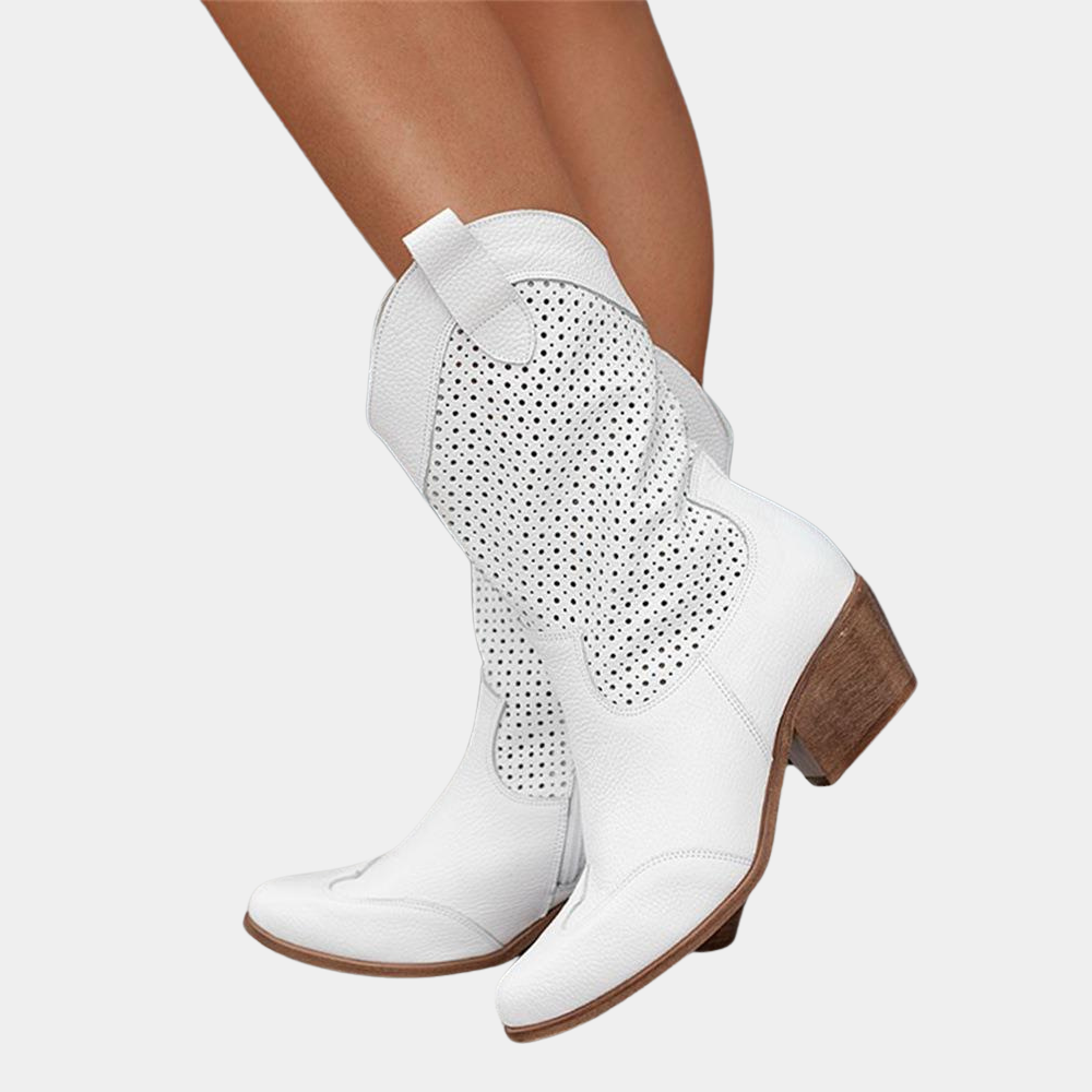 Stylish Cowboy Low Heel Boots - OutfitLondon