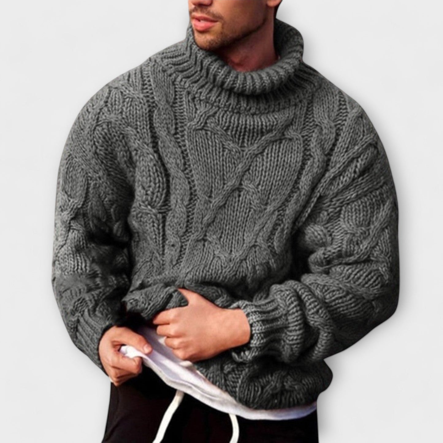 Warm Crew Neck Men's Winter Knit Sweater