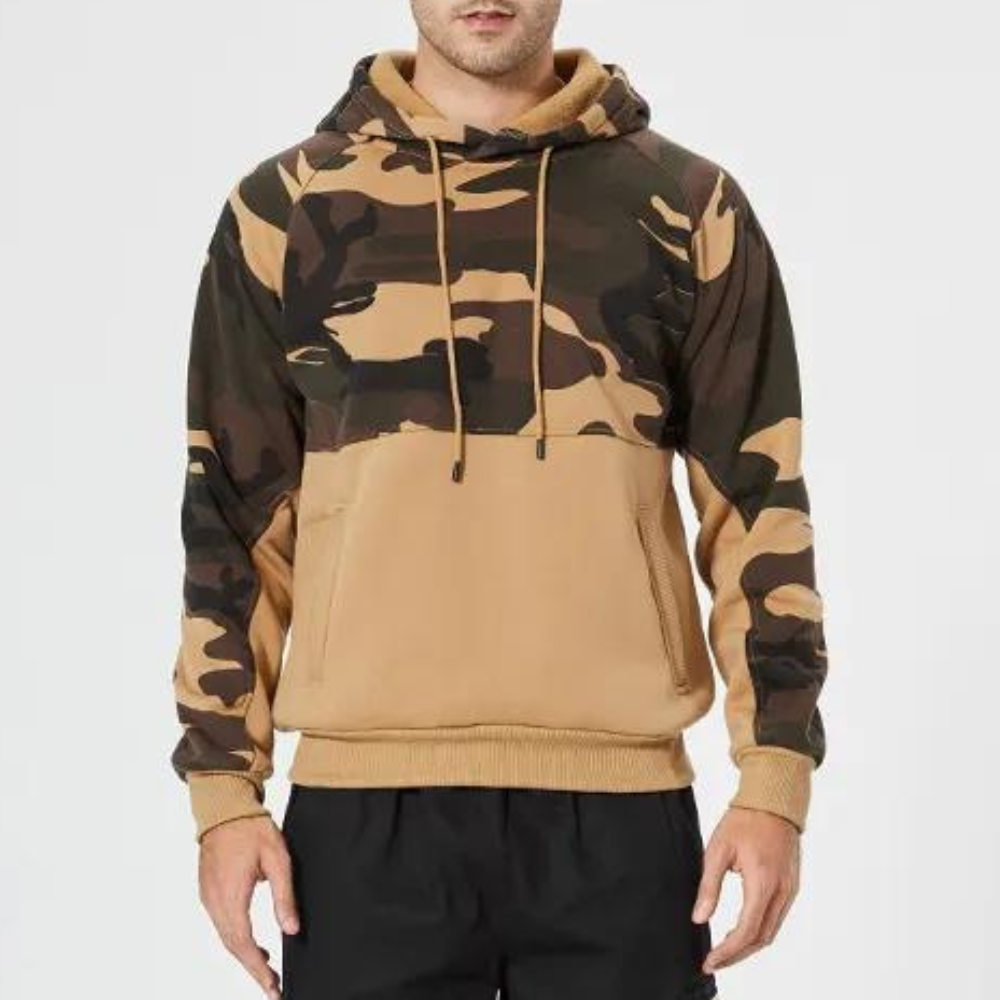 Relaxed Fit Camo Hooded Sweatshirt for Men
